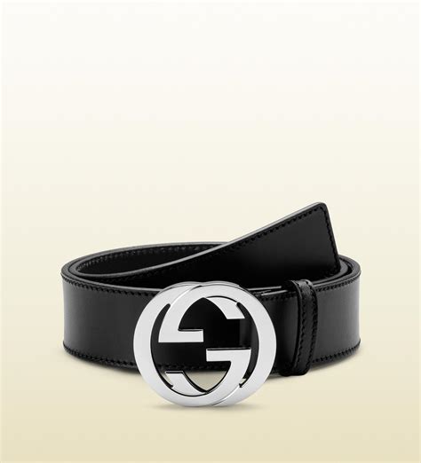 gucci black leather belt with interlocking g buckle